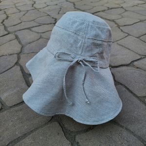 Women's Grey Cotton Floppy Hat W/ Tie | OS